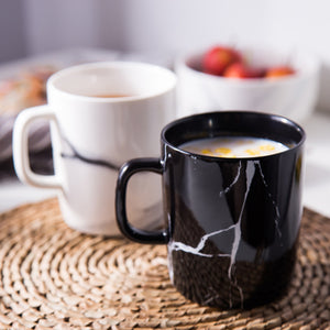 black and white marble mugs