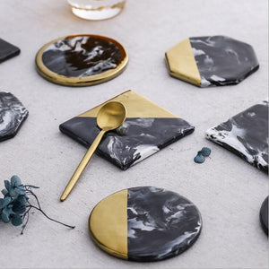 Black Marble & Gold Coaster