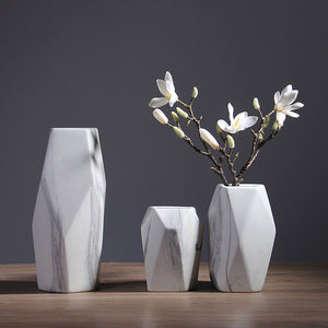 Geometric Marble Vase Collection.
