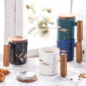 Electric Marble and wood Mug